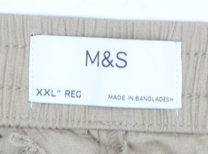 Marks and Spencer Men's Beige Linen Blend Chino Trousers 2XL Regular Fit