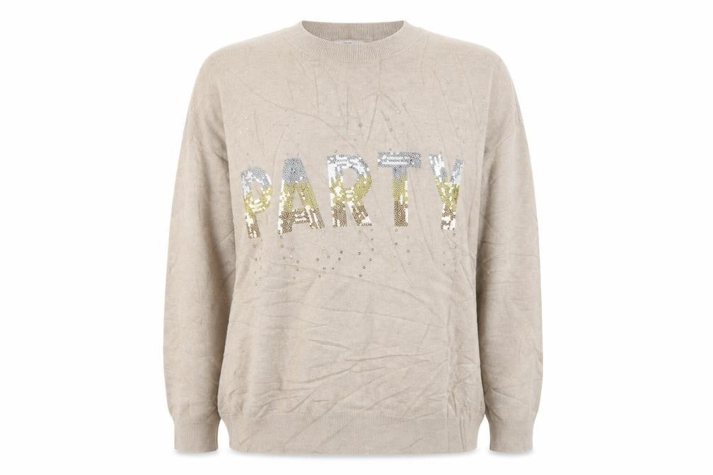 Marks and Spencer Women Beige Sequin Party Pullover Jumper XL