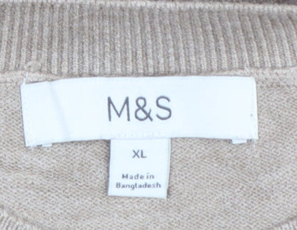 Marks and Spencer Women Beige Sequin Party Pullover Jumper XL