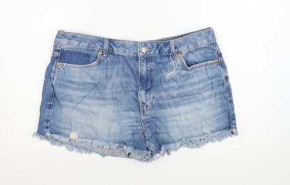 Marks and Spencer Womens Blue Denim Cut-Off Shorts Size 16