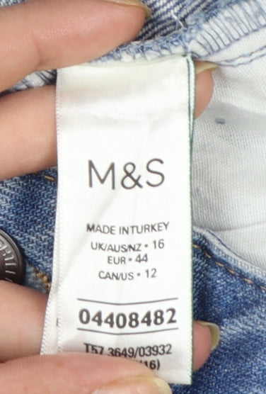 Marks and Spencer Womens Blue Denim Cut-Off Shorts Size 16