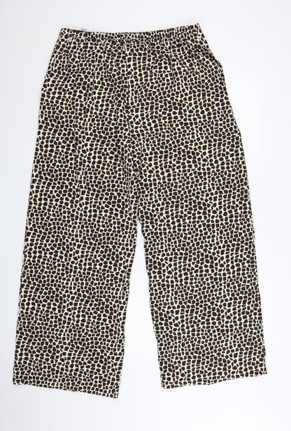 Marks and Spencer Women’s Beige Animal Print Wide-Leg Trousers Size 16