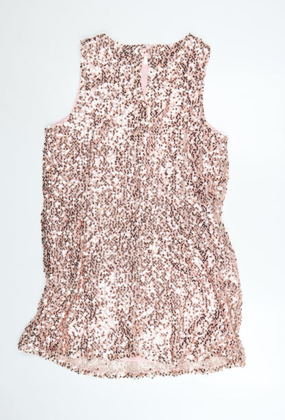 Marks and Spencer Women Pink Sequin Shift Dress Size 16