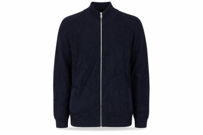 Marks and Spencer Men Blue XL Full Zip Cotton Blend Jumper