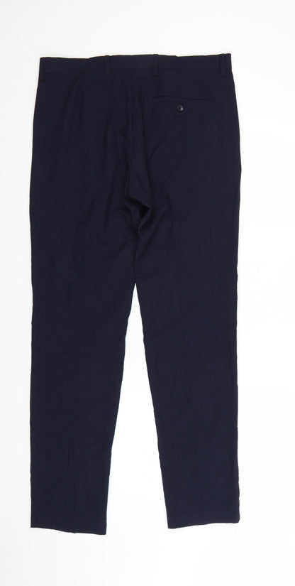 Marks and Spencer Men's Blue Slim Fit Trousers 34W 33L Polyester