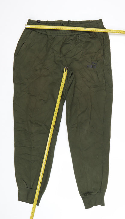 Puma Men's Green Jogger Trousers L Regular Fit Elastic Waist