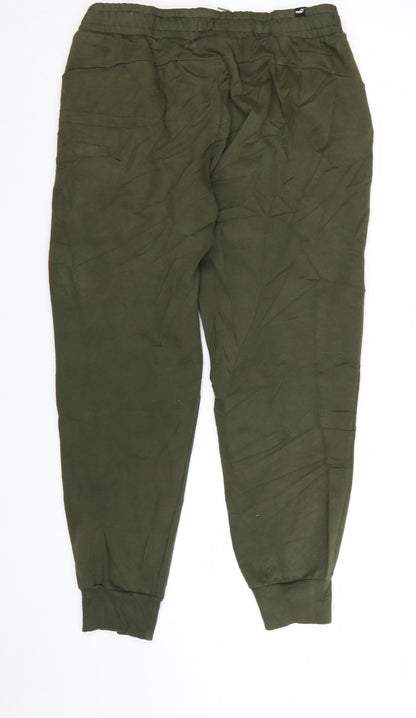 Puma Men's Green Jogger Trousers L Regular Fit Elastic Waist