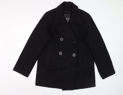 J. Percy Women's Black Wool Pea Coat Size 8 Classic Mid-Length