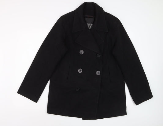 J. Percy Women's Black Wool Pea Coat Size 8 Classic Mid-Length