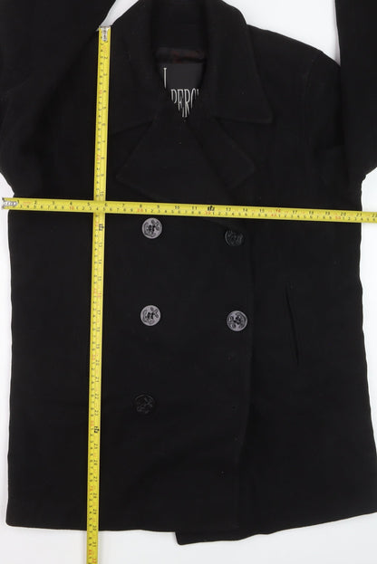 J. Percy Women's Black Wool Pea Coat Size 8 Classic Mid-Length