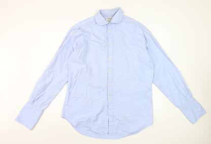 T.M. Lewin Men's Blue Slim Fit Luxury Cotton Long Sleeve Formal Shirt Size L