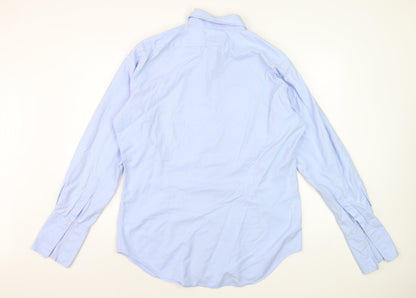 T.M. Lewin Men's Blue Slim Fit Luxury Cotton Long Sleeve Formal Shirt Size L