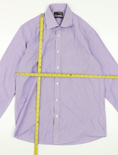Thomas Nash Men's Purple Striped Easy Care Dress Shirt 15.5in Regular Fit