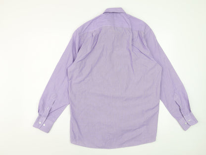 Thomas Nash Men's Purple Striped Easy Care Dress Shirt 15.5in Regular Fit