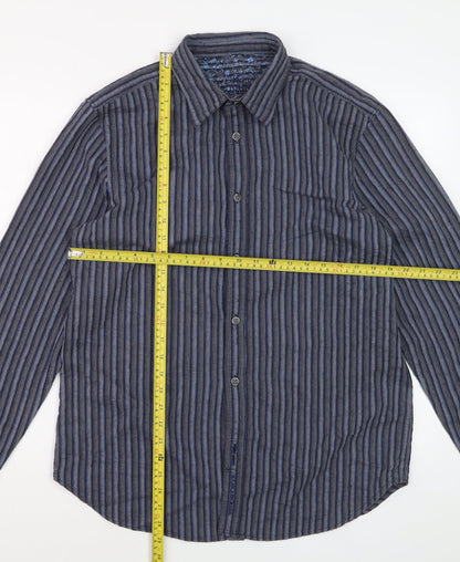Rocha John Rocha Men's Blue Striped Long Sleeve Regular Fit Dress Shirt M
