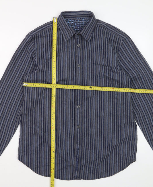 Rocha John Rocha Men's Blue Striped Long Sleeve Regular Fit Dress Shirt M