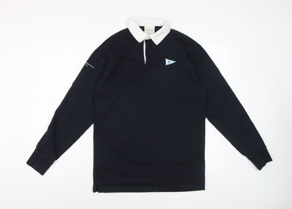 Four Seasons Men's Navy Long Sleeve Polo Shirt Size S 100% Cotton Yachting Style