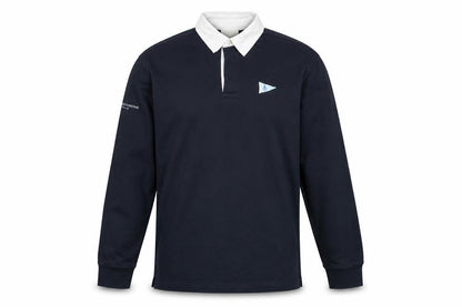 Four Seasons Men's Navy Long Sleeve Polo Shirt Size S 100% Cotton Yachting Style