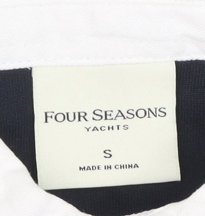 Four Seasons Men's Navy Long Sleeve Polo Shirt Size S 100% Cotton Yachting Style