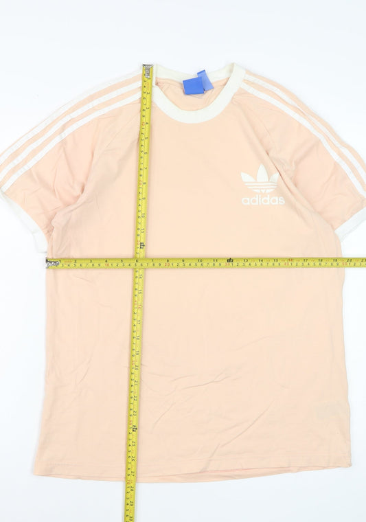 Adidas Women's Pink Crew Neck Short Sleeve Cotton T-Shirt Size L