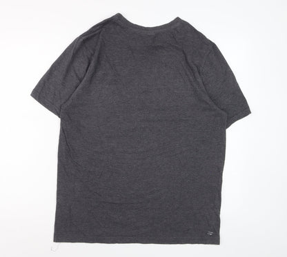 Slazenger Men's Grey Crew Neck Short Sleeve Cotton Blend T-Shirt M