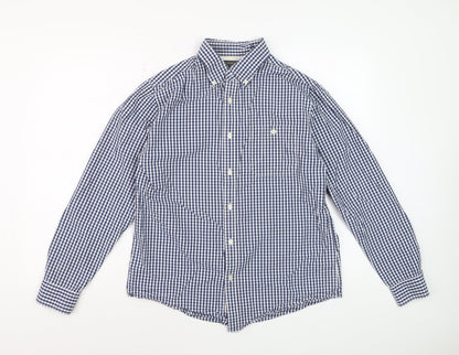 Hammond & Co Men's Blue Check Cotton Long Sleeve Dress Shirt M
