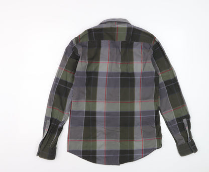 Hugo Boss Men's Grey Green Check Slim Fit Cotton Dress Shirt S
