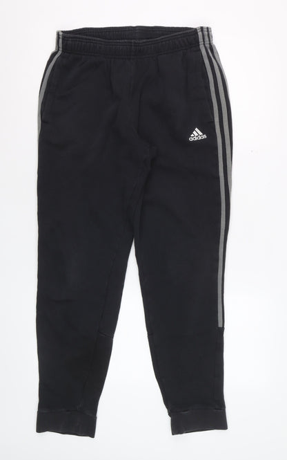 Adidas Men Black M Jogger Trousers Cotton Blend Tapered Fit