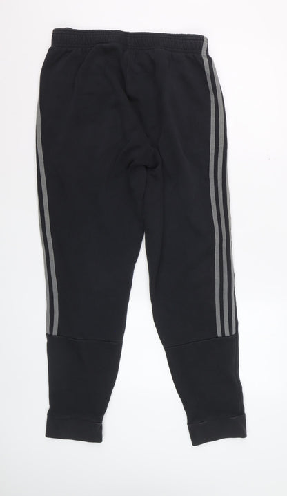 Adidas Men Black M Jogger Trousers Cotton Blend Tapered Fit