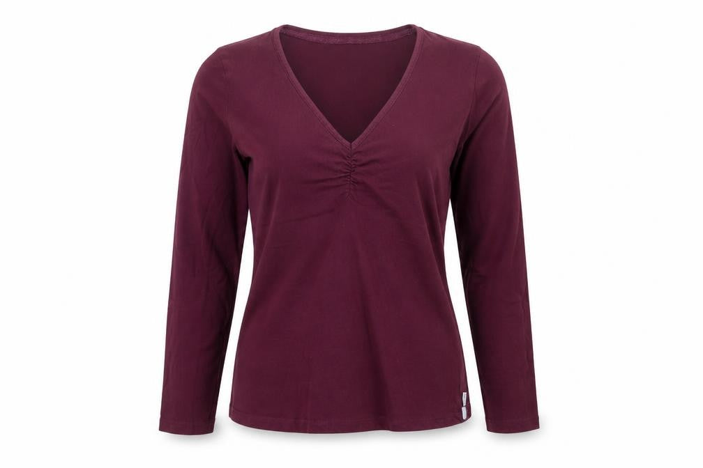 FatFace Women Purple Cotton Long Sleeve V-Neck Top UK 12