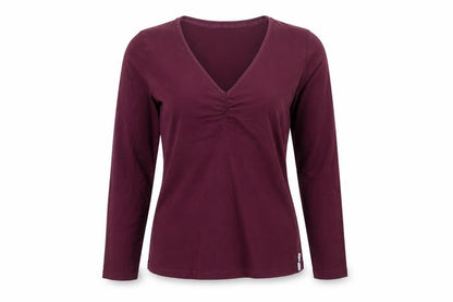 FatFace Women Purple Cotton Long Sleeve V-Neck Top UK 12