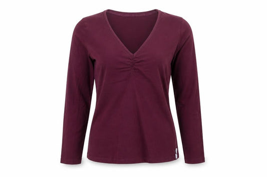 FatFace Women Purple Cotton Long Sleeve V-Neck Top UK 12