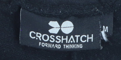 Crosshatch Womens Black Logo Jogger Trousers M Elastic Waist