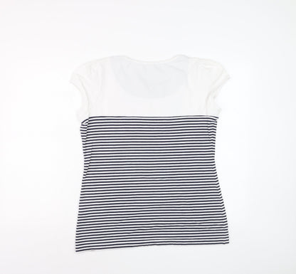 Next Womens Multicoloured Striped Bow T-Shirt Size 18 Short Sleeve