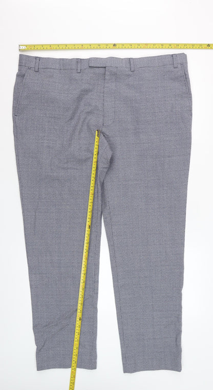 Marks and Spencer Men's Grey Wool Dress Pants 42W 31L Check Formal Trousers