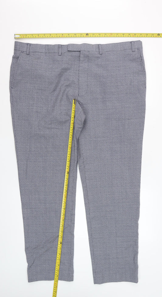 Marks and Spencer Men's Grey Wool Dress Pants 42W 31L Check Formal Trousers