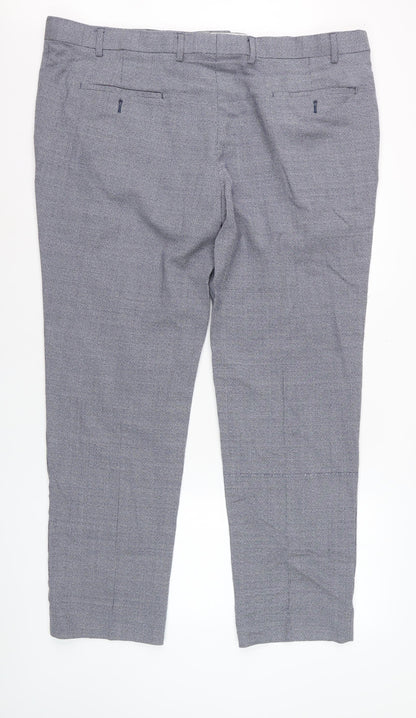 Marks and Spencer Men's Grey Wool Dress Pants 42W 31L Check Formal Trousers