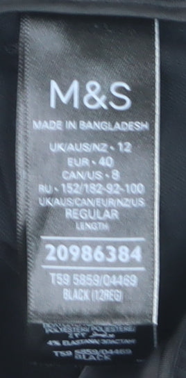 Marks and Spencer Women's Black Straight Leg Trousers Size 12