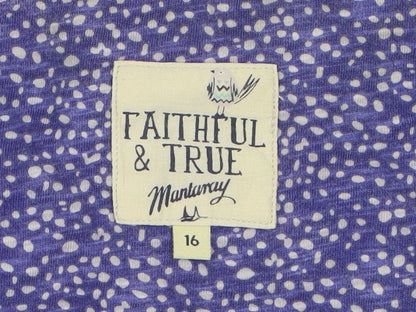 Mantaray Women Purple Floral A-Line Cotton Summer Dress Size 16