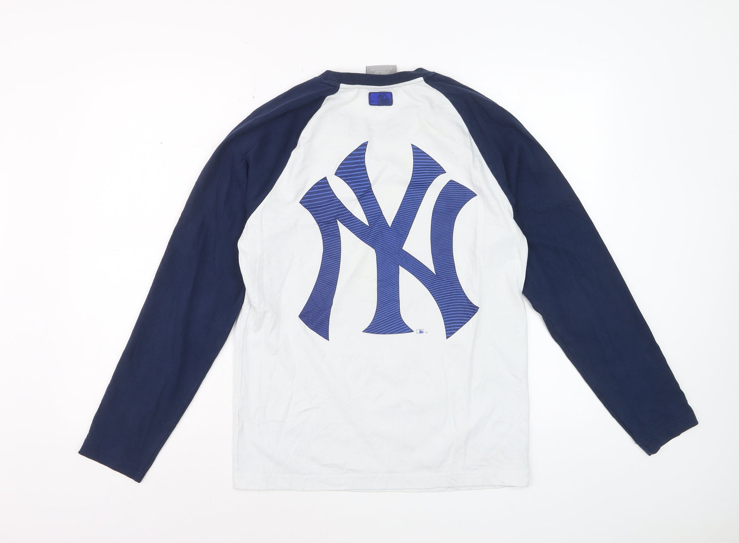 MLB Unisex White Navy Long Sleeve Raglan T-Shirt Size M