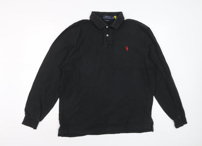 Ralph Lauren Men's Black Long Sleeve Slim Fit Cotton Polo Shirt L