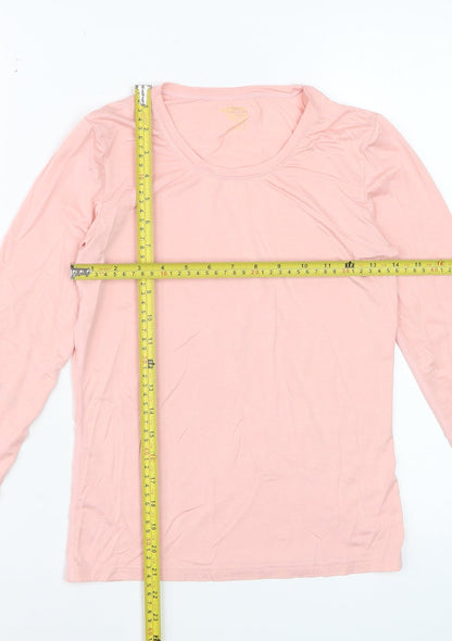 Qodaun Womens Pink Long Sleeve Slim Fit Activewear Top L