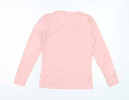 Qodaun Womens Pink Long Sleeve Slim Fit Activewear Top L