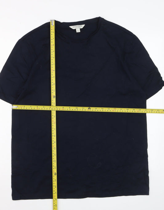 Marks and Spencer Autograph Men's Navy Supima Cotton Crew Neck T-Shirt Size L