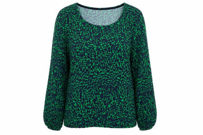 L.K. Bennett Women’s Green Animal Print Lyocell Wool Blouse Size S