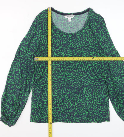 L.K. Bennett Women’s Green Animal Print Lyocell Wool Blouse Size S