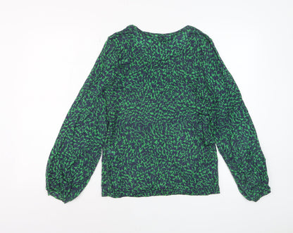 L.K. Bennett Women’s Green Animal Print Lyocell Wool Blouse Size S