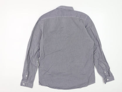 H&M Men's Blue Check Cotton Long Sleeve Regular Fit Dress Shirt Size S