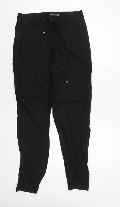 Marks and Spencer Women’s Black Linen Blend Drawstring Trousers Size 12
