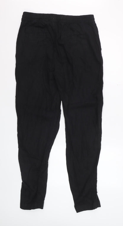 Marks and Spencer Women’s Black Linen Blend Drawstring Trousers Size 12